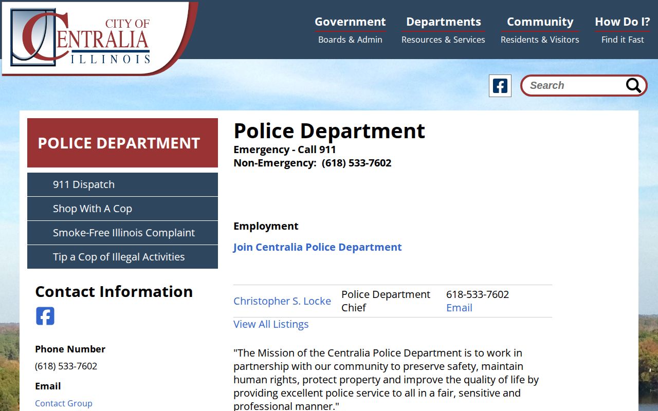 Centralia Police Department contact source for recent arrest records